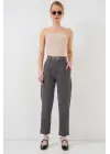 Pileli Kemerli Kumaş Pantolon 6725 - Antrasit