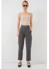 Pileli Kemerli Kumaş Pantolon 6725 - Antrasit