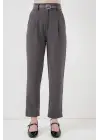 Pileli Kemerli Kumaş Pantolon 6725 - Antrasit