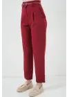 Pileli Kemerli Kumaş Pantolon 6725 - Kırmızı