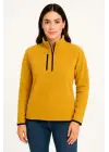 Polar Kazak – Dik Yaka, Yarım Fermuarlı, Fermuarlı Göğüs Cepli, Siyah Biyeli, Kışlık Rahat Regular Fit Günlük Model - Sarı
