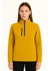 Polar Kazak – Dik Yaka, Yarım Fermuarlı, Fermuarlı Göğüs Cepli, Siyah Biyeli, Kışlık Rahat Regular Fit Günlük Model - Sarı