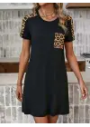 Omarı Yeni Sezon Leopar Desenli Viskon Elbise