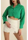 Poplin crop gömlek yeşil s3060