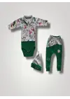 Omarı Şirin Power Kedi Nakışlı Bebek Takımı - Yeşil