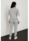 Premium Parçalı Eşofman Takım - Dik Yaka Fermuarlı Sweatshirt - Gri