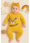 Pretty Dog Nakışlı Bandanalı % 100 Pamuk Kız Bebek Tulumu