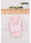 Puan Desenli Kapişonlu % 100 Pamuk 3lü Kız Bebek Takım