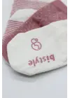 Omarı Puanlı Kaymaz Penye Soket Çorap Seti Pudra Renkli