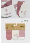 Omarı Puanlı Kaymaz Penye Soket Çorap Seti Pudra Renkli