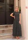 Omarı Puantiyeli Maksi Elbise - Yazın Şıklığına Adım Atın