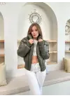Puffer kısa mont haki st25534