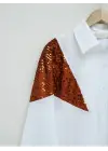 Pul Payet Detaylı Salaş Gömlek -Kiremit