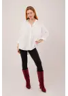 Omarı Salaş Kesim Beyaz Gömlek with Pockets