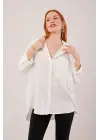 Omarı Salaş Kesim Beyaz Gömlek with Pockets