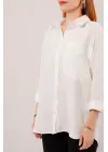 Omarı Salaş Kesim Beyaz Gömlek with Pockets