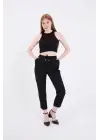 Omarı Siyah Tam Kalıp Basic Eşofman Pantolonu
