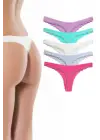 Omarı Pamuklu Kadın Dantelli String Tanga - 5 Adet