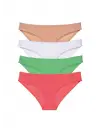 Omarı Süper Eko Set Likralı Kadın Slip Külot Seti - Ten, Pudra, Yeşil, Fuşya