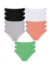 Omarı Çoklu Renk Likralı Kadın Slip Külot Seti