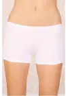 Omarı Likralı Beyaz Bayan Boxer Short