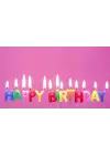 Rengarenk Happy Birthday Yazılabilen Doğum Günü Mumu