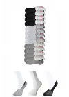 Omarı Siyah Gri ve Beyaz Kadın Babet Çorap Seti 12li