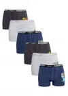 Omarı Renkli Desenli Erkek Çocuk Boxer Seti