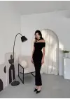 Omarı Çapraz Omuz Tasarımıyla Elegan Elbise