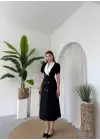 Omarı Düğme Detaylı Şık Elbise