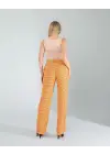 Omarı Retro Desenli Turuncu Pantolon