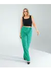 Omarı Retro Desenli Cepli Yeşil Pantolon