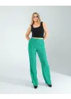 Omarı Retro Desenli Cepli Yeşil Pantolon