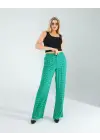 Omarı Retro Desenli Cepli Yeşil Pantolon