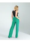 Omarı Retro Desenli Cepli Yeşil Pantolon