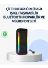Rgb Işıklı Çift Hoparlörlü Taşınabilir Bluetooth Speaker Ve Mikrofon