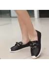 Elegan Siyah Cilt Babet Ayakkabı