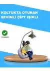 Romantik Çift Temalı Dekoratif Masa Lambası Yumuşak Led Işık