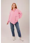 Salaş Kesim Cepli Pembe Gömlek