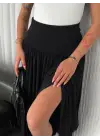 Sandy Uzun Yüksel Bel Etek - Siyah