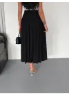 Sandy Uzun Yüksel Bel Etek - Siyah