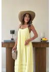 Sarı Askılı Müslin Elbise