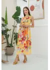 Sarı Çiçek Desenli Yazlık Elbise
