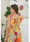 Sarı Çiçek Desenli Yazlık Elbise