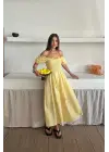 Sarı Gipeli Brode Elbise