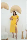 Sarı Tokalı Fisto Elbise