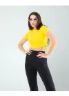 Omarı Sarı Yandan Büzgülü Crop Bluz