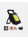 Şarjlı Cob Led Anahtarlık Fener – 4 Modlu, Manyetik Ve Katlanabilir Standlı
