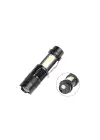 Şarjlı Led El Feneri - 14500 Pil Dahil, 4 Işık Modu, Mini Boy