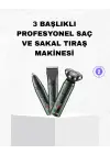Şarjlı Ve Kablosuz 3 Başlıklı Profesyonel Bakım Seti – Saç, Sakal, Burun Ve Kulak Düzeltici